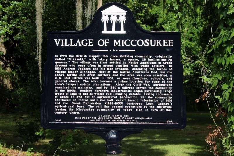 Village of Miccosukee Marker image. Click for full size.