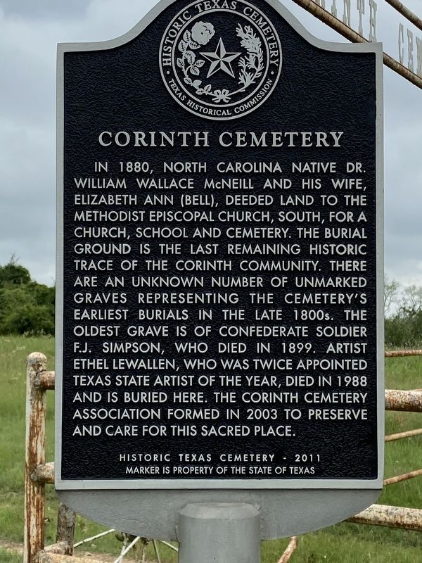 Corinth Cemetery Marker image. Click for full size.