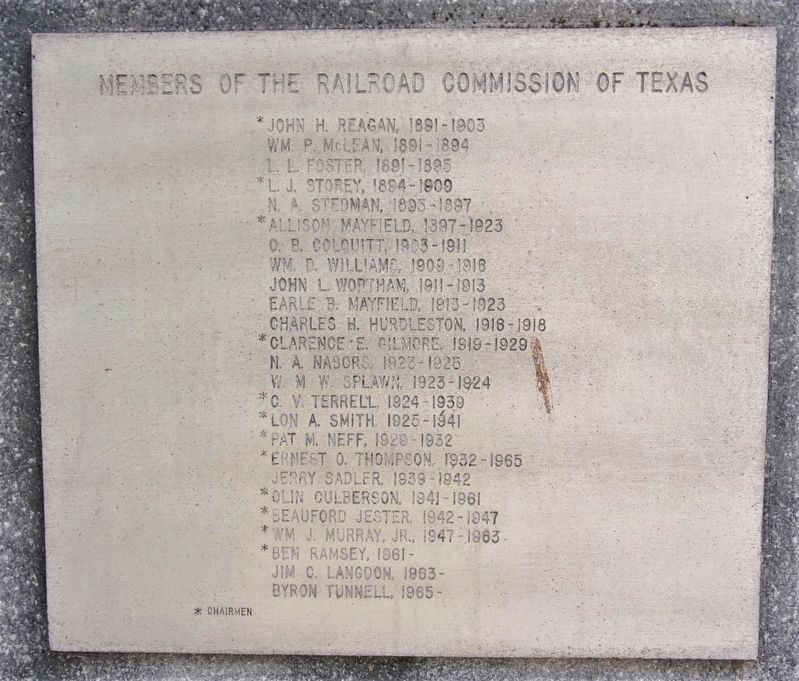 List of Members of the Railroad Commission of Texas image. Click for full size.