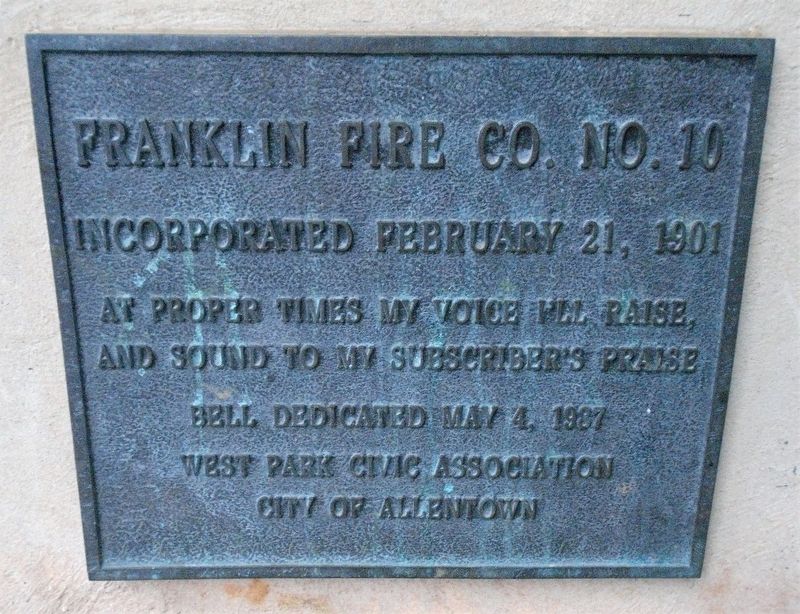 Franklin Fire Co. No. 10 Bell Marker image. Click for full size.