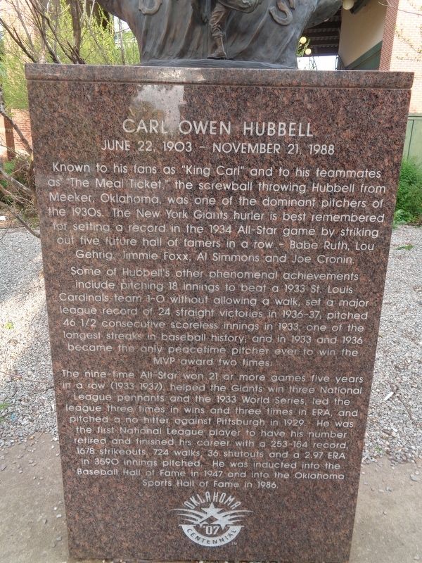 Carl Owen Hubbell Marker image. Click for full size.