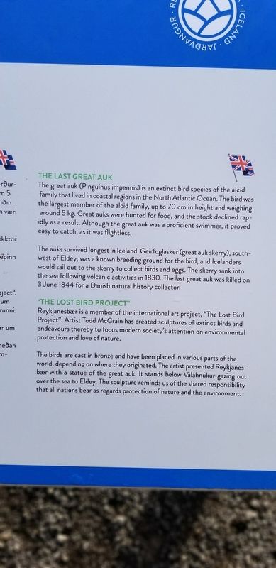 The English version of the The Last Great Auk Marker image. Click for full size.