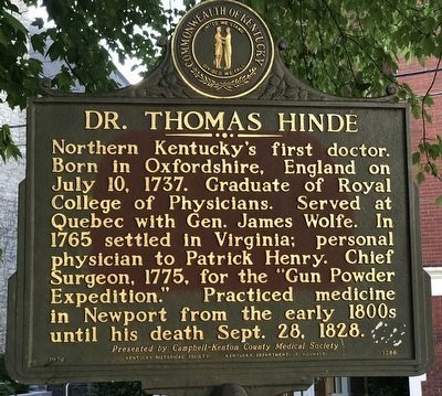 Dr. Thomas Hinde Marker image. Click for full size.