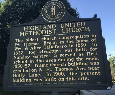 Highland United Methodist Church Marker (Side A) image. Click for full size.