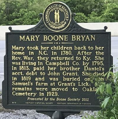 Mary Boone Bryan Marker (Side B) image. Click for full size.
