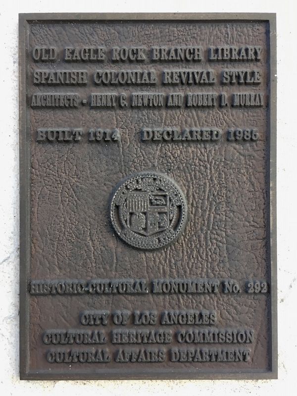 Eagle Rock Library Marker image. Click for full size.