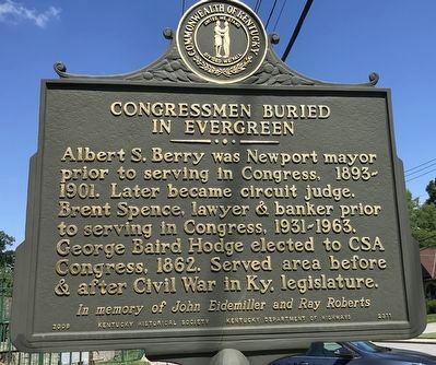 Congressmen Buried in Evergreen Marker (Side A) image. Click for full size.