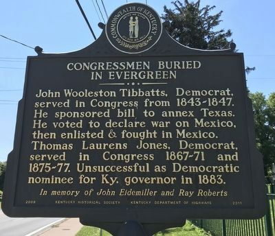 Congressmen Buried in Evergreen Marker (Side B) image. Click for full size.