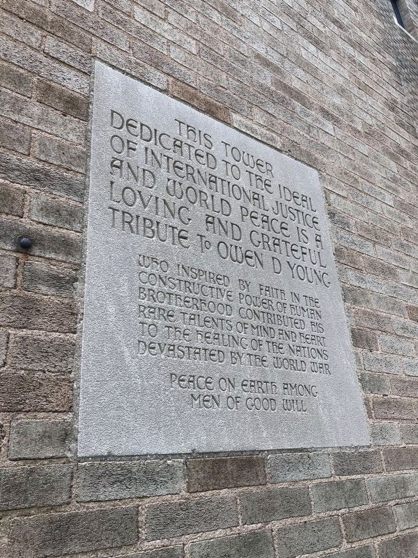 Owen D Young Peace Tower Marker image. Click for full size.