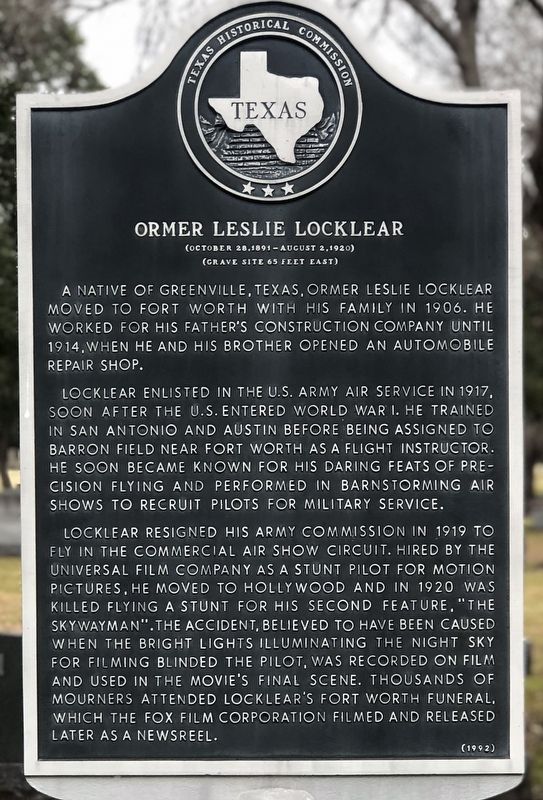 Ormer Leslie Locklear Marker image. Click for full size.