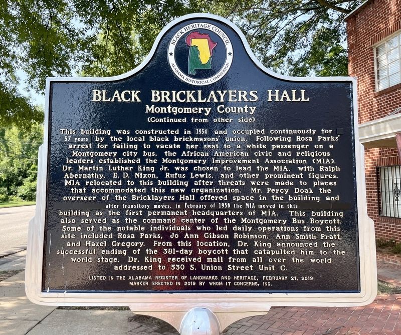 Black Bricklayers Hall Marker (reverse) image. Click for full size.