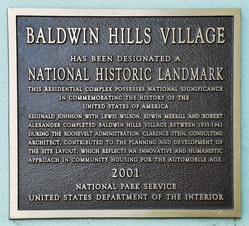 Baldwin Hills Village Marker. Click for full size. Baldwin Hills Village Marker image. Click for full size.