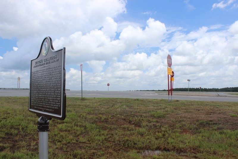 Sutton's Crossroads Marker looking west across US 27 on GA 37 image. Click for full size.