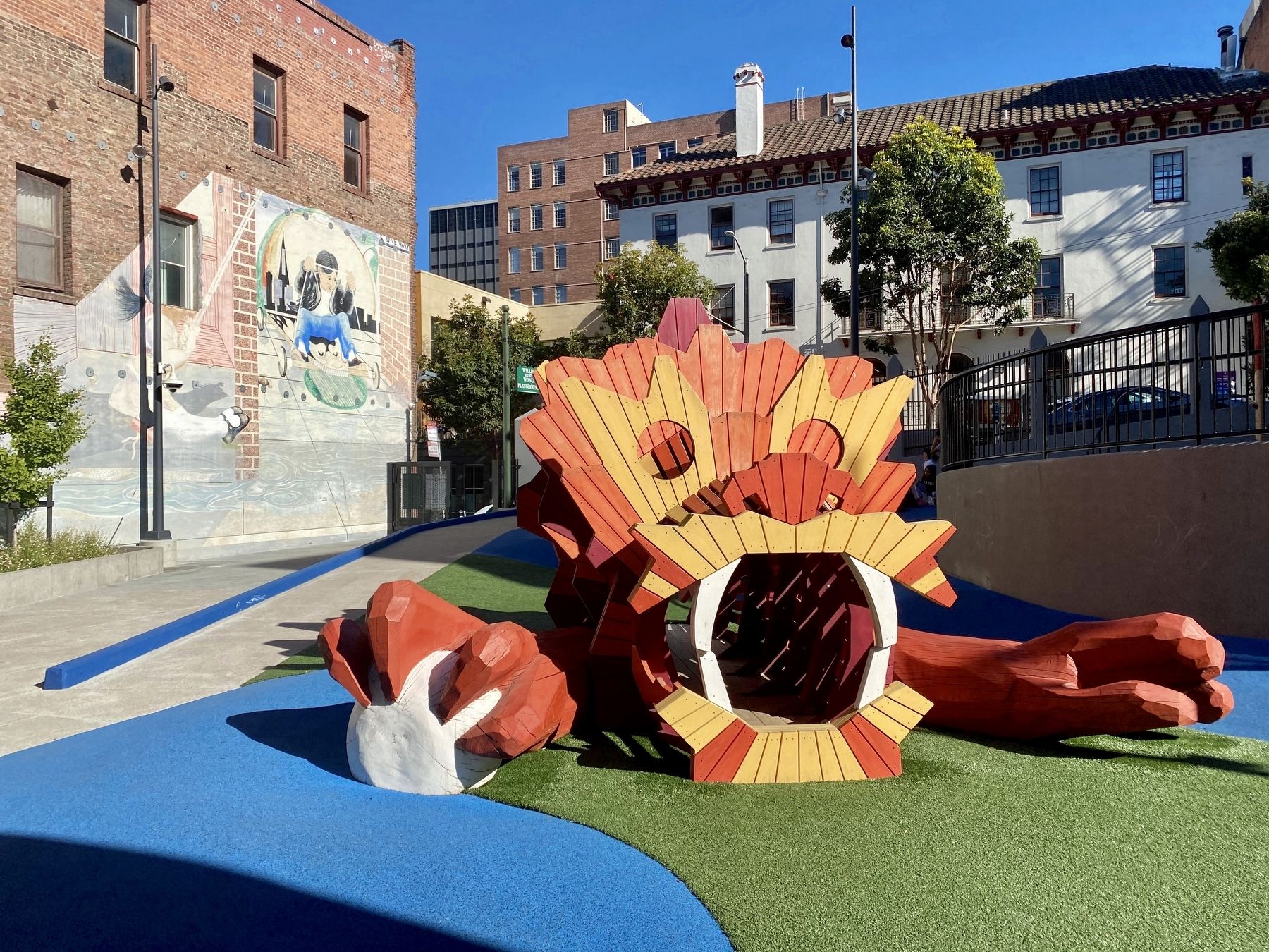 The playground offers children a number of creatures to play on... image. Click for full size.