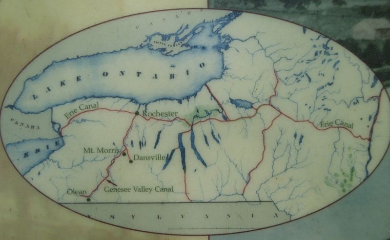 Close-up of NY State canal system map on marker image. Click for full size.