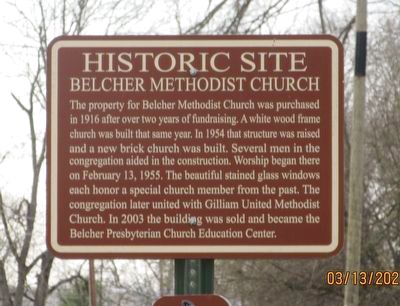 Belcher Methodist Church Marker image. Click for full size.