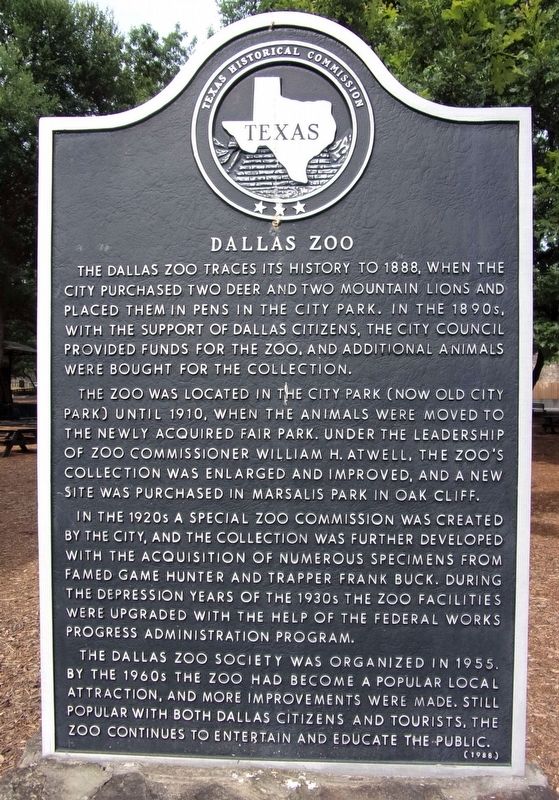 Dallas Zoo Marker. Click for full size. Dallas Zoo Marker image. Click for full size.