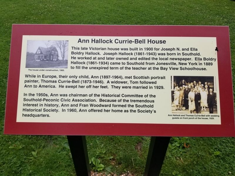 Ann Hallock Currie-Bell House Marker image. Click for full size.