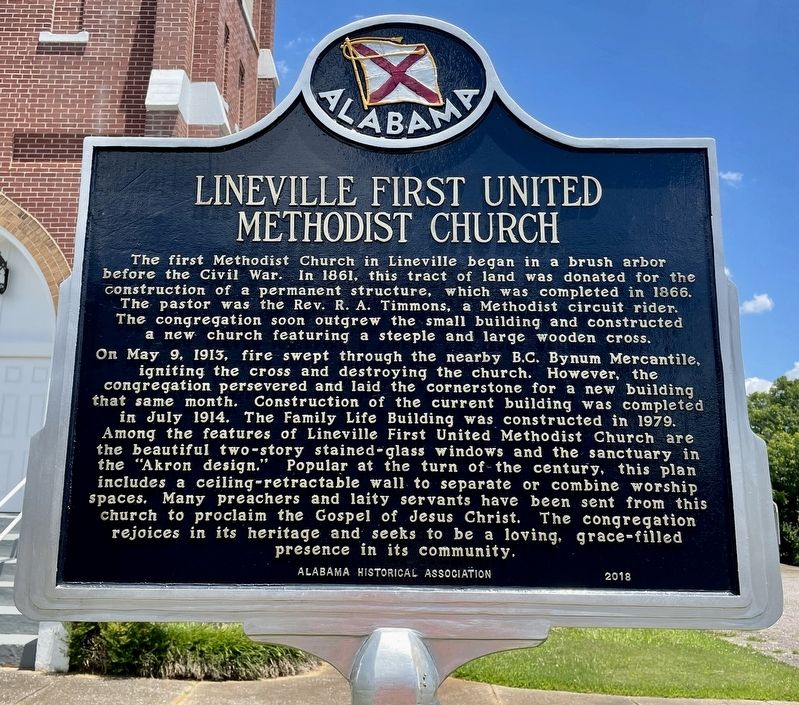 Lineville First United Methodist Church Marker image. Click for full size.