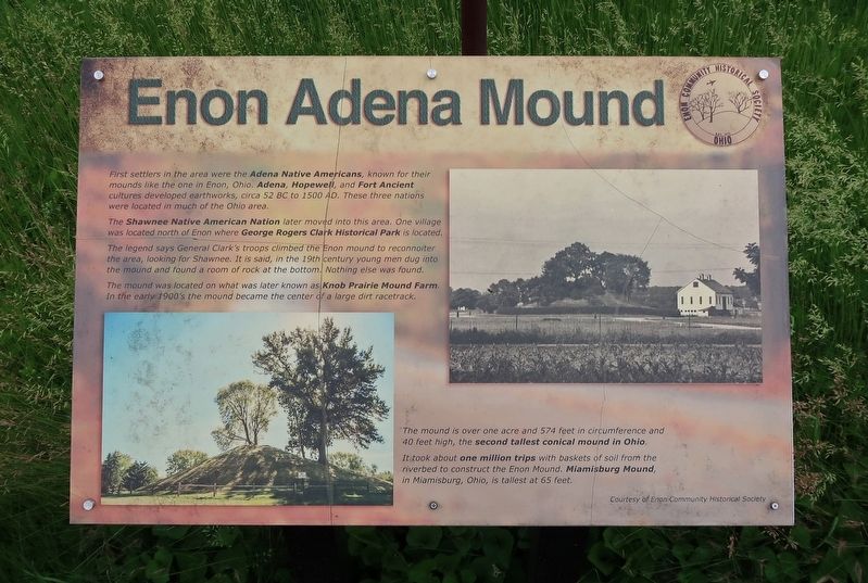 Enon Adena Mound Marker image. Click for full size.