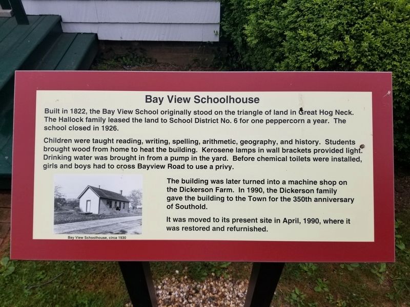 Bay View Schoolhouse Marker image. Click for full size.