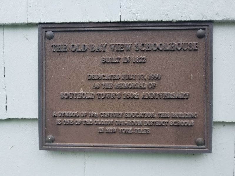 Dedication plaque on the Bay View Schoolhouse image. Click for full size.