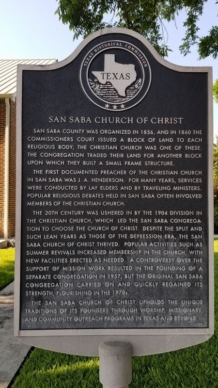 San Saba Church of Christ Marker image. Click for full size.