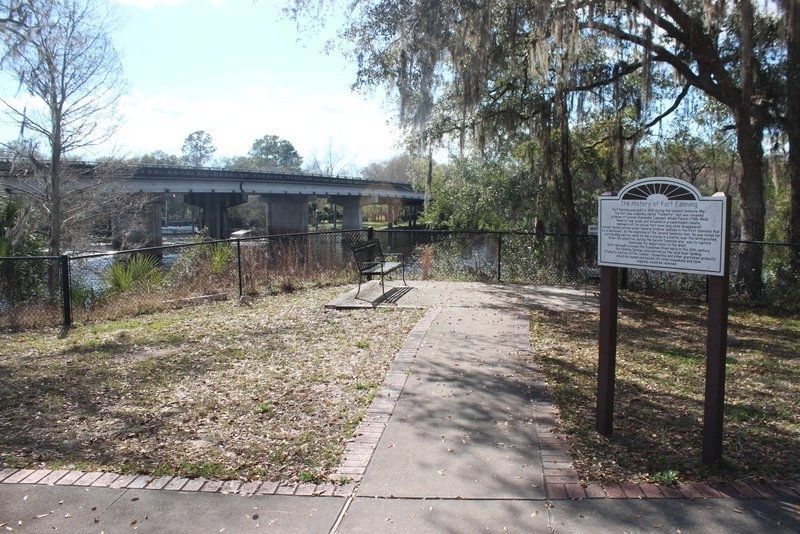 The History of Fort Fanning Marker looking toward US 19/27A/98 bridge image. Click for full size.