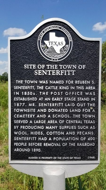 Site of the Town of Senterfitt Marker image. Click for full size.