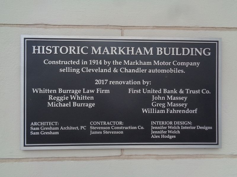 Historic Markham Building Marker image. Click for full size.