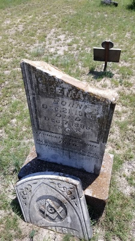 Broken James Jackson Beeman Gravestone with marker in reverse image. Click for full size.