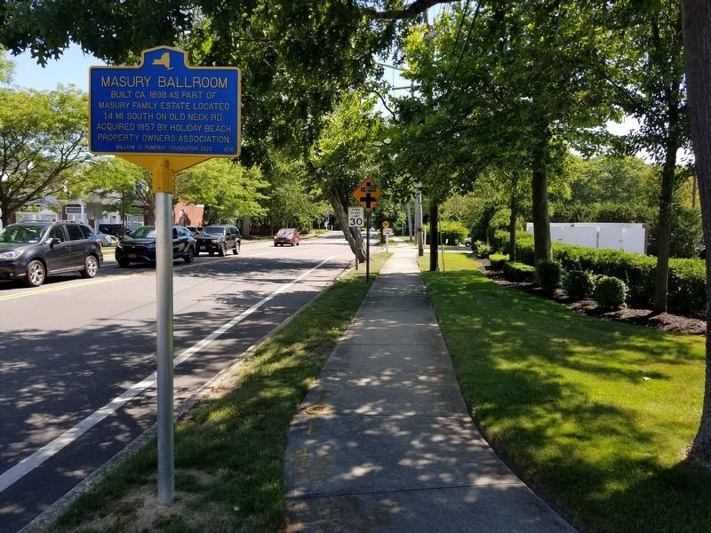 Masury Ballroom Marker, looking southward down Old Neck Road image. Click for full size.
