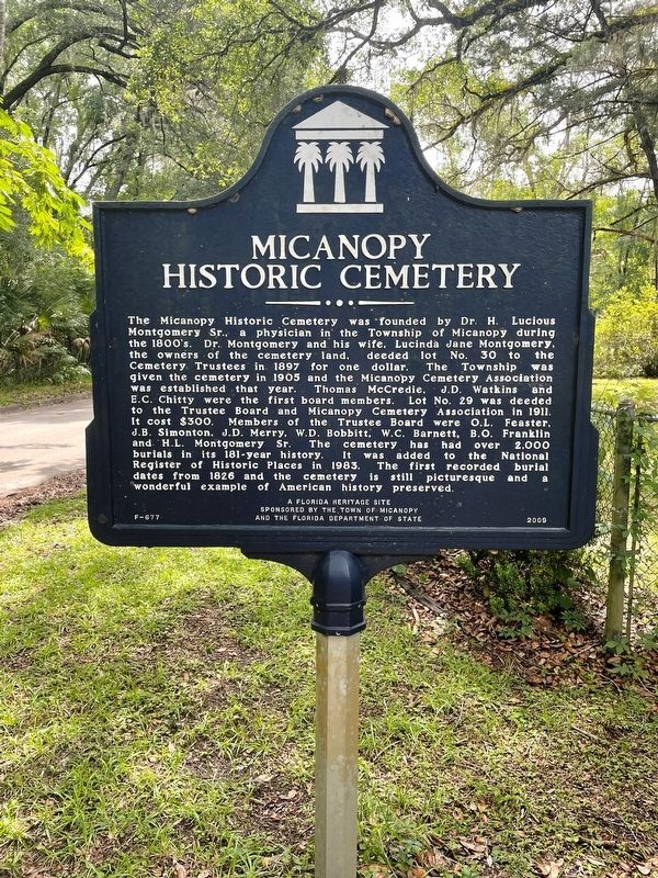 Micanopy Historic Cemetery Marker image. Click for full size.