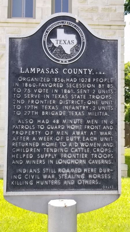 Lampasas County, C.S.A. Marker image. Click for full size.