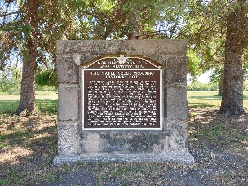 The Maple Creek Crossing Historic Site Marker image. Click for full size.
