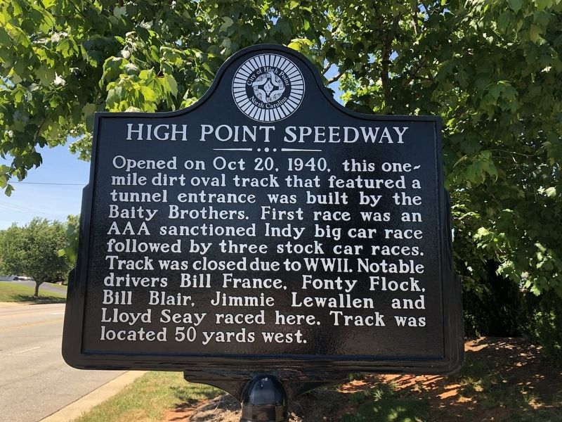 High Point Speedway Marker image. Click for full size.