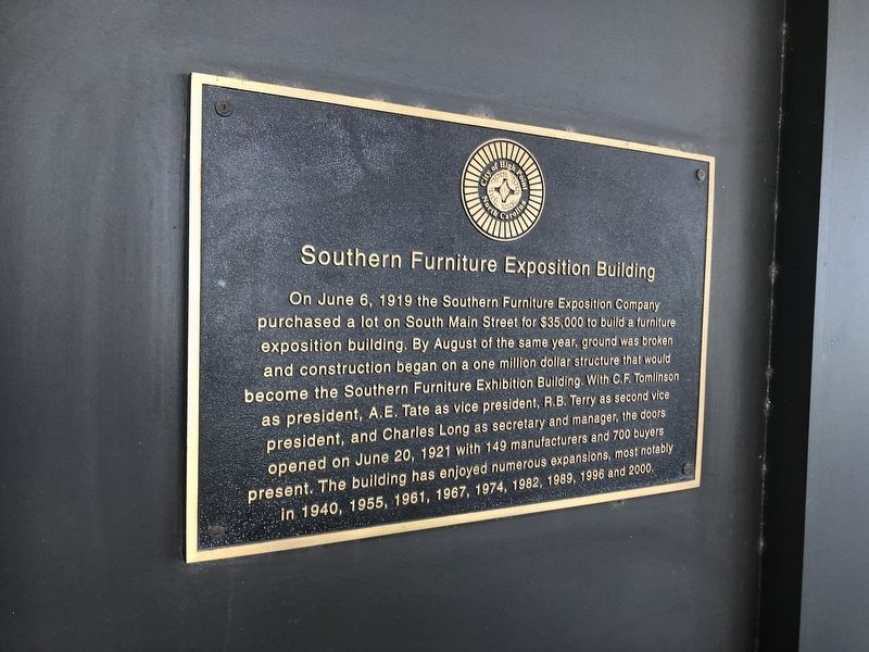 Southern Furniture Exposition Building Marker. Click for full size. Southern Furniture Exposition Building Marker image. Click for full size.