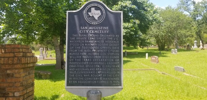 San Augustine Cemetery Marker image. Click for full size.
