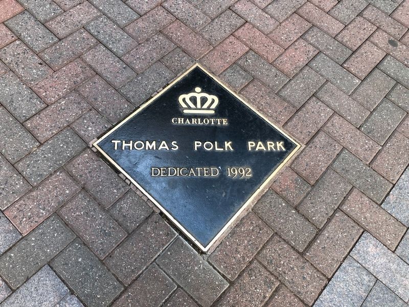 Thomas Polk Park dedication plaque. Click for full size. Thomas Polk Park dedication plaque image. Click for full size.
