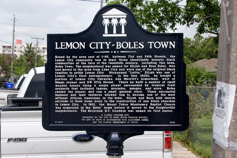 Lemon City-Boles Town Marker image. Click for full size.