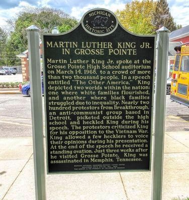 Martin Luther King Jr. In Grosse Pointe Marker image. Click for full size.