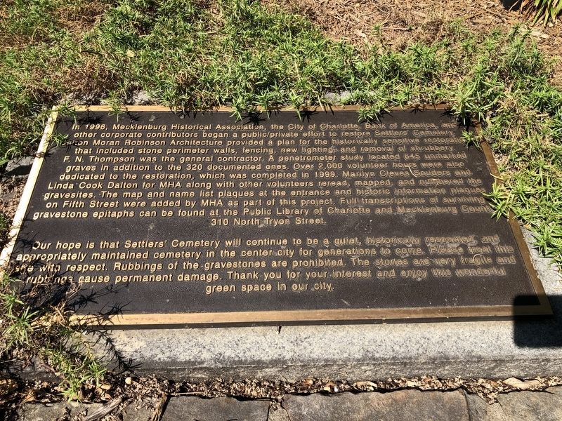 Restoration Efforts For Settlers' Cemetery Marker image. Click for full size.