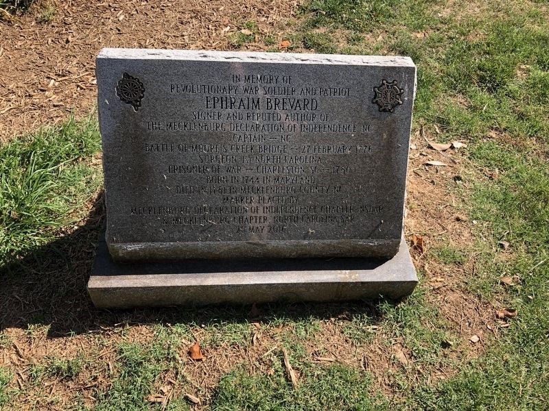 Ephraim Brevard Marker. Click for full size. Ephraim Brevard Marker image. Click for full size.