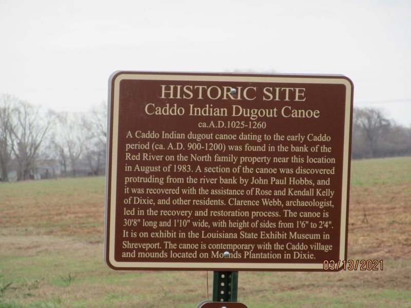Caddo Indian Dugout Canoe Marker image. Click for full size.