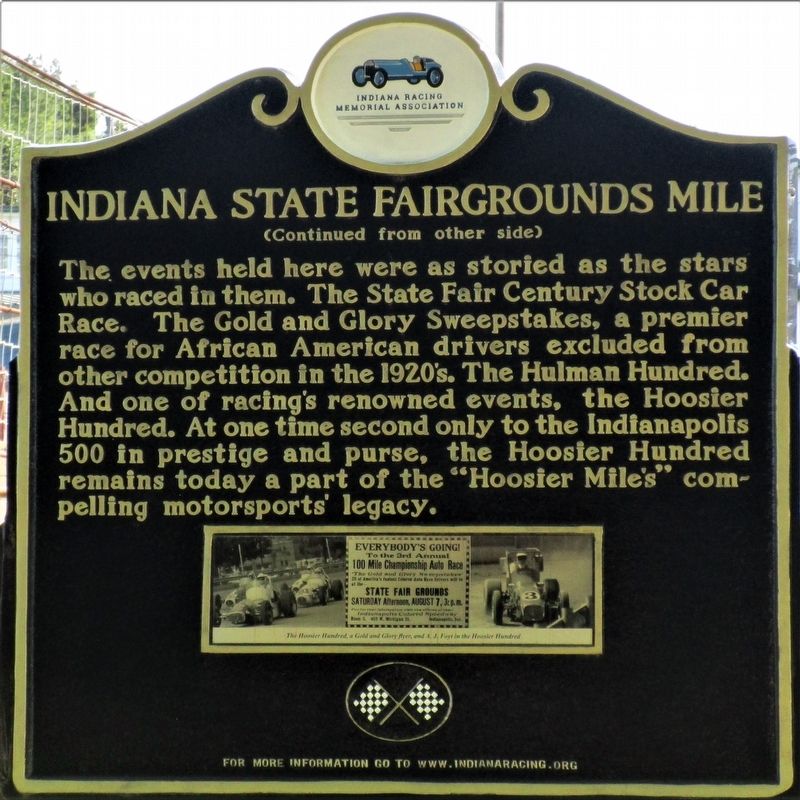Indiana State Fairgrounds Mile Marker image. Click for full size.