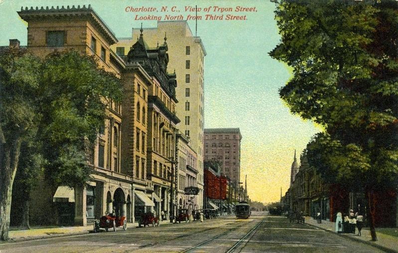 <i>Charlotte, N.C., View of Tryon Street, Looking North from Third Street</i> image. Click for full size.