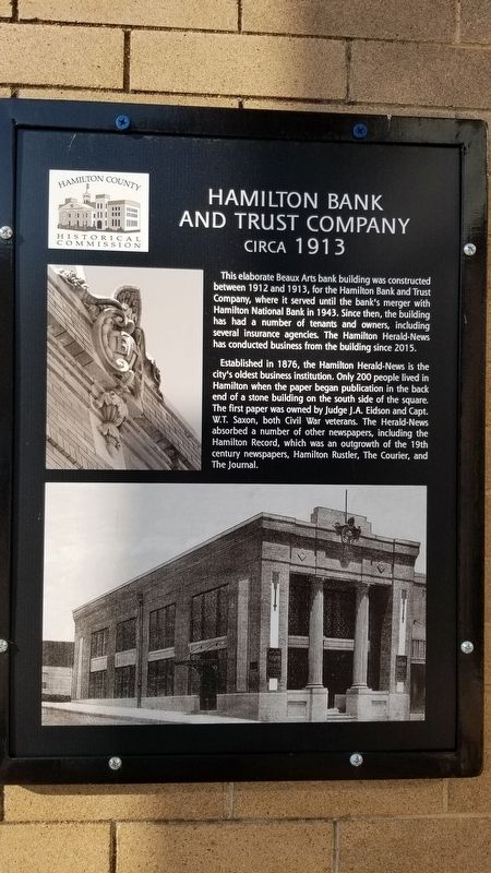 Hamilton Bank and Trust Company Marker image. Click for full size.