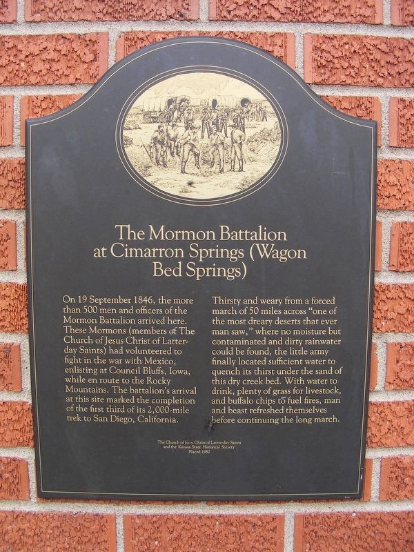 The Mormon Battalion at Cimarron Springs (Wagon Bed Springs) Marker image. Click for full size.