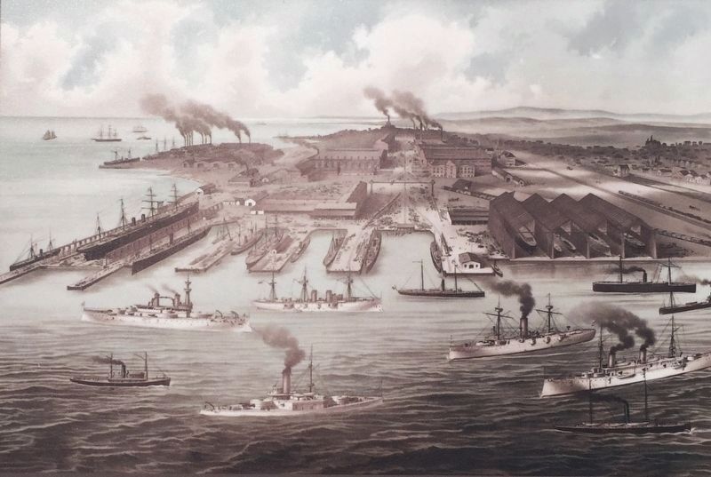 Marker inset: <i>An 1898 view of Union Iron Works, looking south...</i> image. Click for full size.