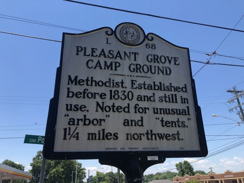 Pleasant Grove Camp Ground Marker. Click for full size. Pleasant Grove Camp Ground Marker image. Click for full size.